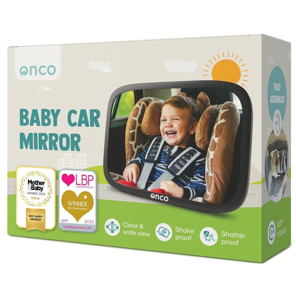 Baby Car Mirror Rear Facing, Shatterproof & Shakeproof with 360° Rotation- Black